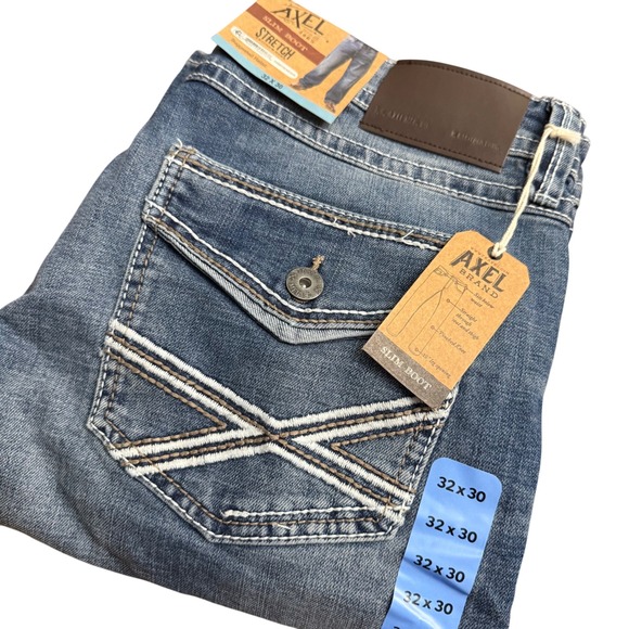 Axel Brand Other - Axel Brand Mens Slim Boot Stretch Jeans Medium Wash Blue 32x30 (34x30) AXMB0109
